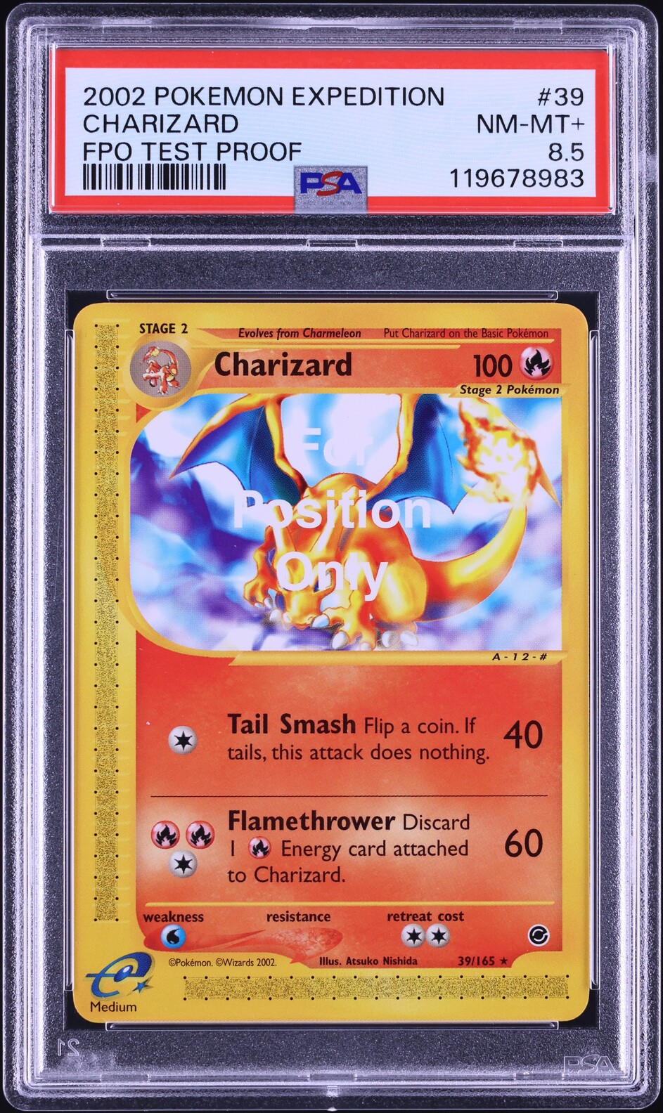 2002 Pokemon Expedition FPO Test Proof Charizard #39 PSA 8.5 NM-MT+