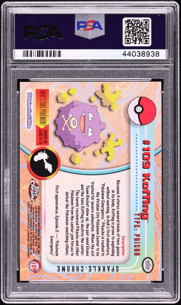 2000 Topps Chrome Pokemon Series 2 Sparkle Koffing #109 PSA 10 GEM MINT