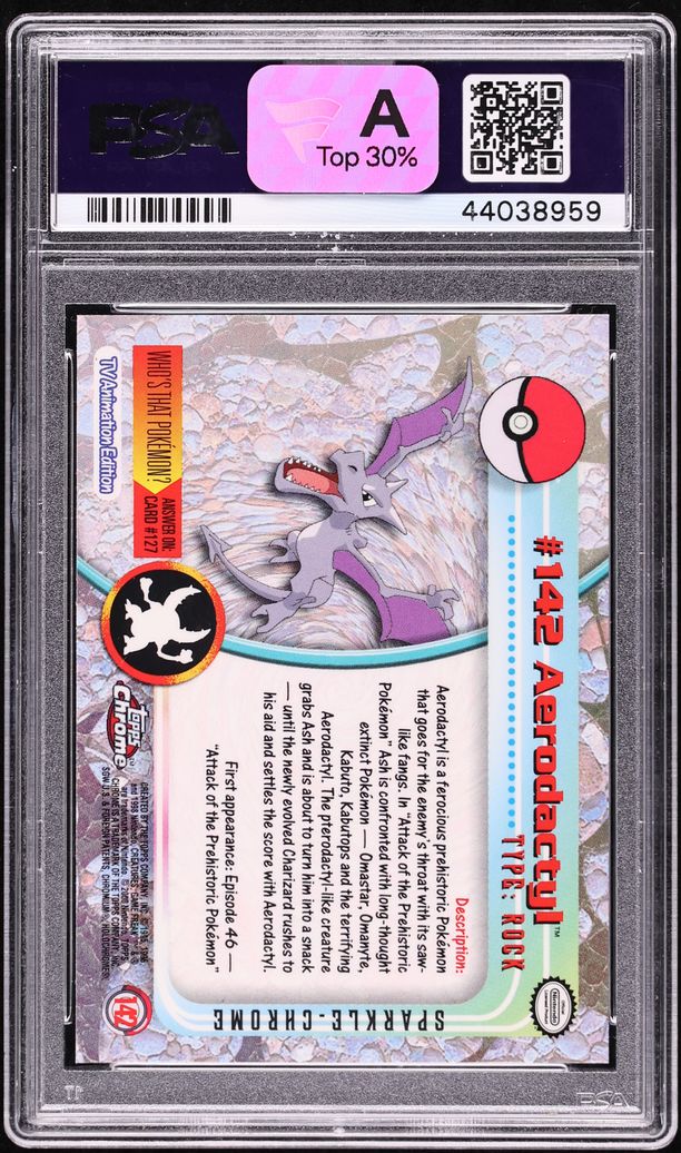 2000 Topps Chrome Pokemon Series 2 Sparkle Aerodactyl #142 PSA 10 GEM MINT