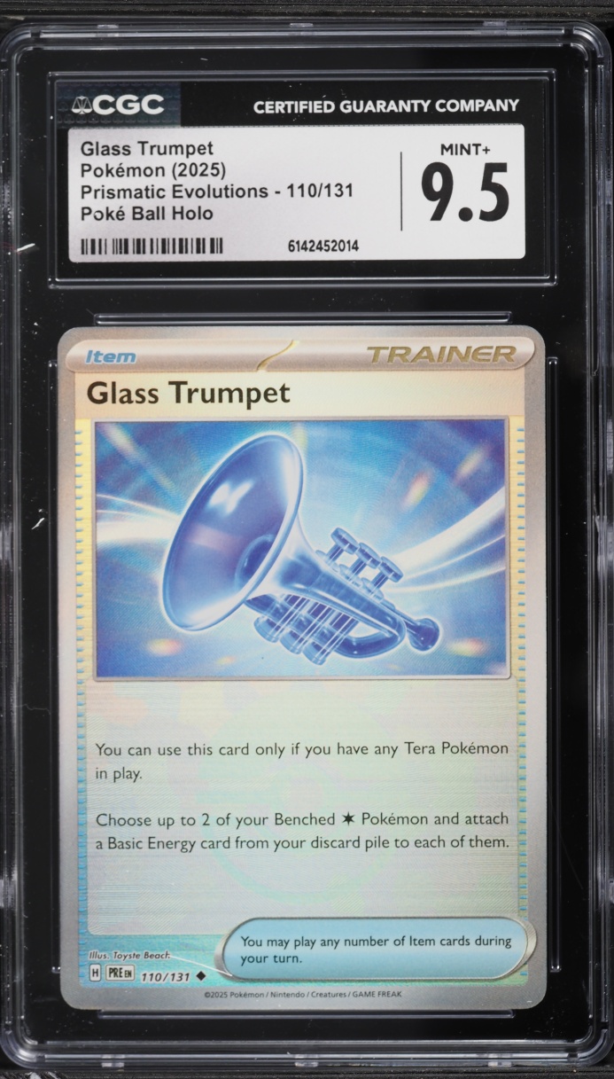 2025 Pokemon Scarlet & Violet Prismatic Evolutions Poke Ball Holo Glass Trumpet #110 CGC 9.5