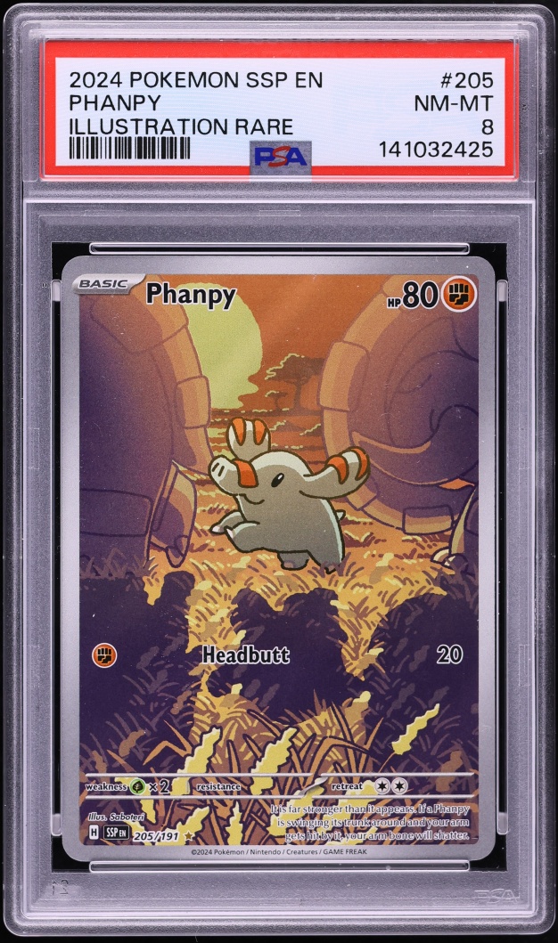 2024 Pokemon Scarlet & Violet Surging Sparks IR Phanpy #205 PSA 8 NM-MT