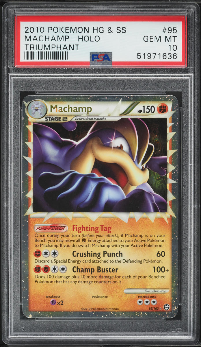 2010 Pokemon HeartGold & SoulSilver Triumphant Holo Prime Machamp #95 PSA 10 GEM
