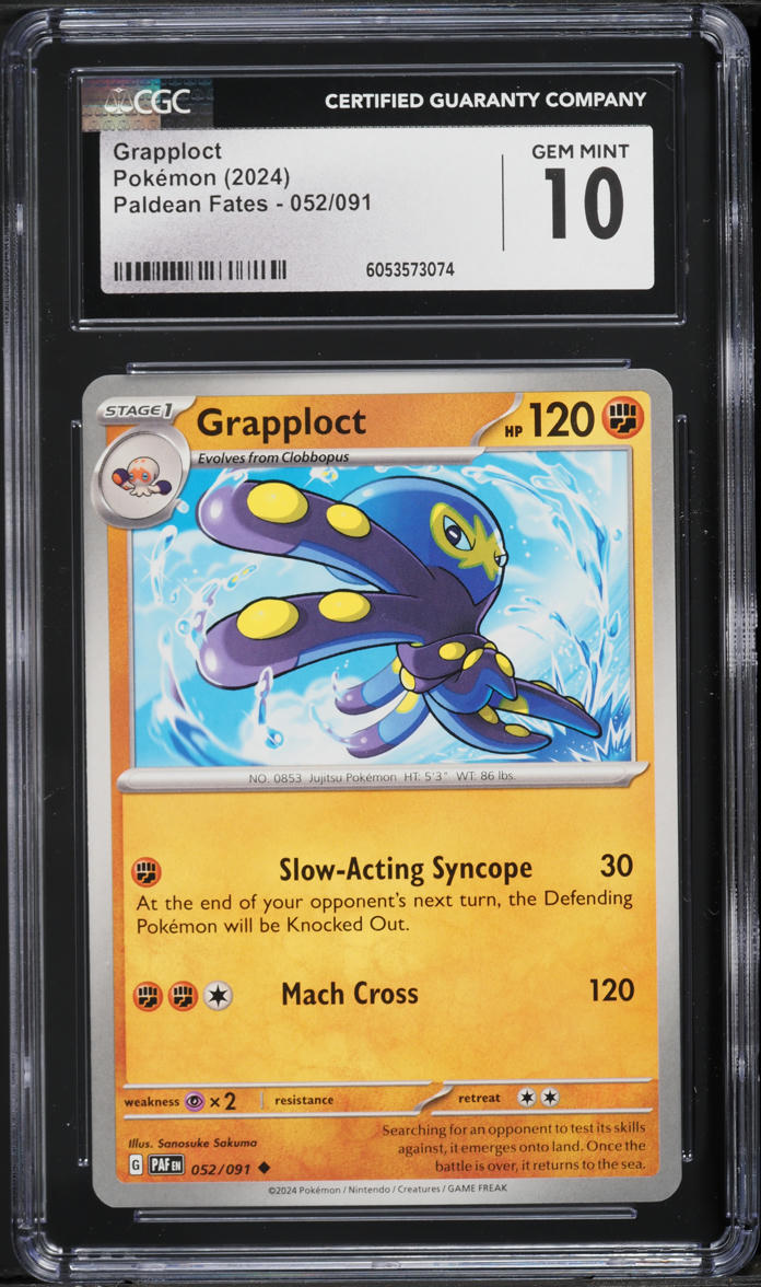 2024 Pokemon Scarlet & Violet Paldean Fates Grapploct #52 CGC 10 GEM MINT