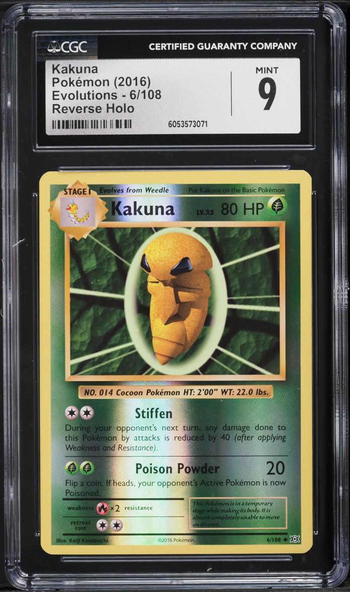 2016 Pokemon XY Evolutions Reverse Holo Kakuna #6 CGC 9 MINT