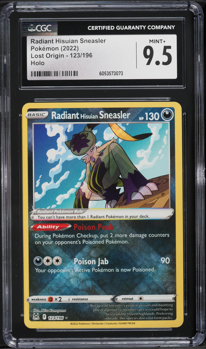 2022 Pokemon Sword & Shield Lost Origin Radiant Hisuian Sneasler #123 CGC 9.5 MINT+