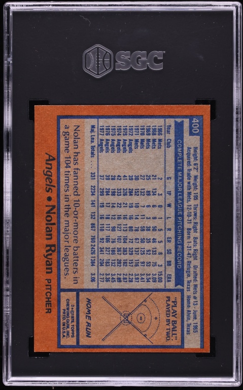 1978 Topps Nolan Ryan #400 SGC 8 NM-MT