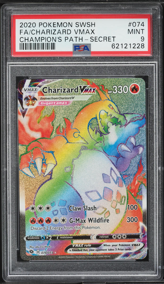 2020 Pokemon SWSH Champion's Path Hyper Rare Charizard VMAX #74 PSA 9 MINT