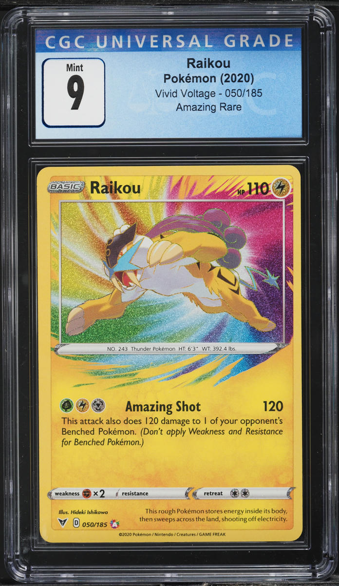 2020 Pokemon SWSH Vivid Voltage Amazing Rare Holo Raikou #50 CGC 9 MINT ...
