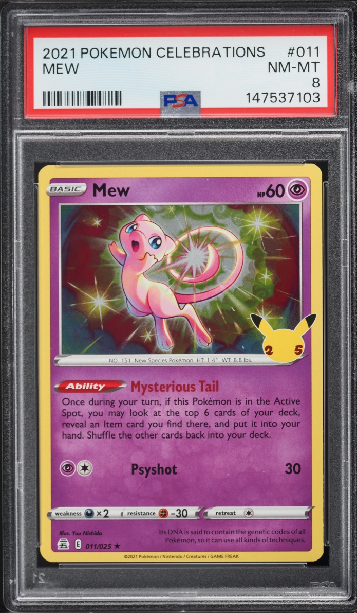 2021 Pokemon Sword & Shield Celebrations Holo Mew #11 PSA 8 NM-MT