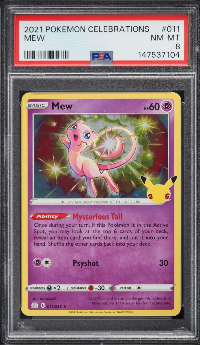 2021 Pokemon Sword & Shield Celebrations Holo Mew #11 PSA 8 NM-MT