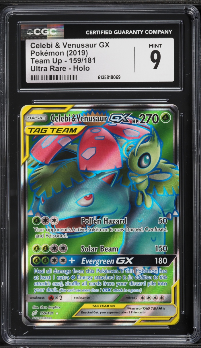 2019 Pokemon Sun & Moon Team Up Full Art Celebi & Venusaur GX #159 CGC 9 MINT