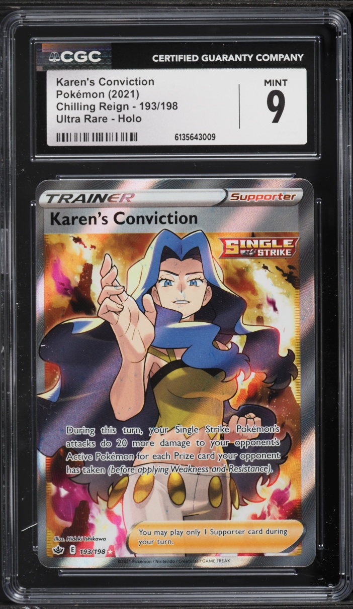 2021 Pokemon Sword & Shield Chilling Reign Full Art Karen's Conviction #193 CGC 9 MINT