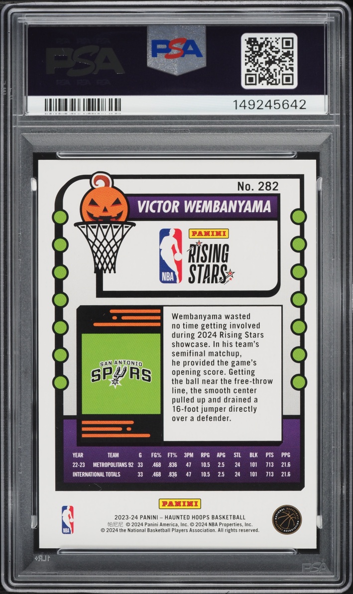 2023 Haunted Hoops Victor Wembanyama ROOKIE #282 PSA 9 MINT