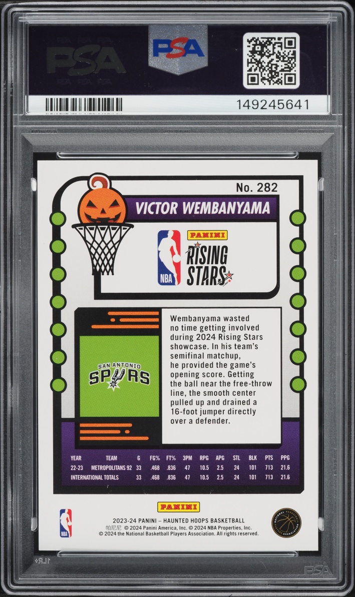 2023 Haunted Hoops Victor Wembanyama ROOKIE #282 PSA 9 MINT