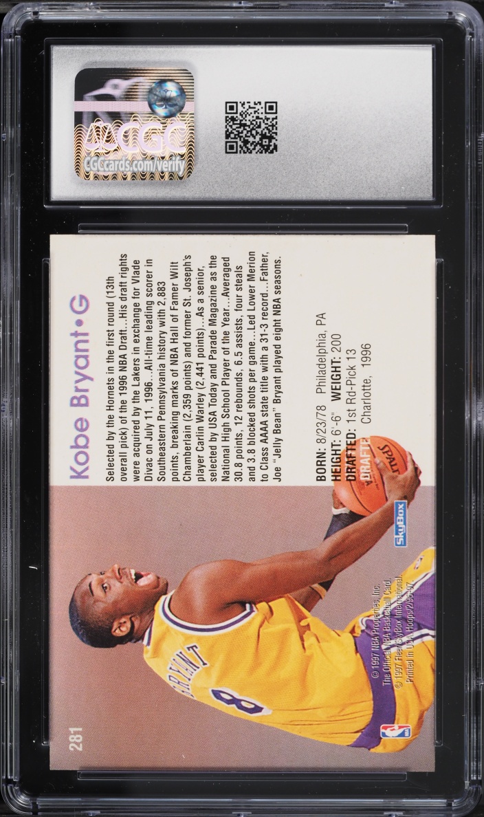 1996 Hoops Kobe Bryant ROOKIE #281 CGC 7.5 NRMT+