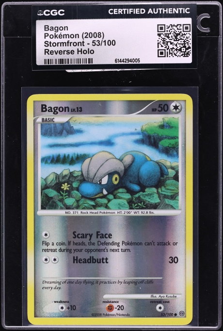 2008 Pokemon Diamond & Pearl Stormfront Reverse Holo Bagon #53 CGC AUTH