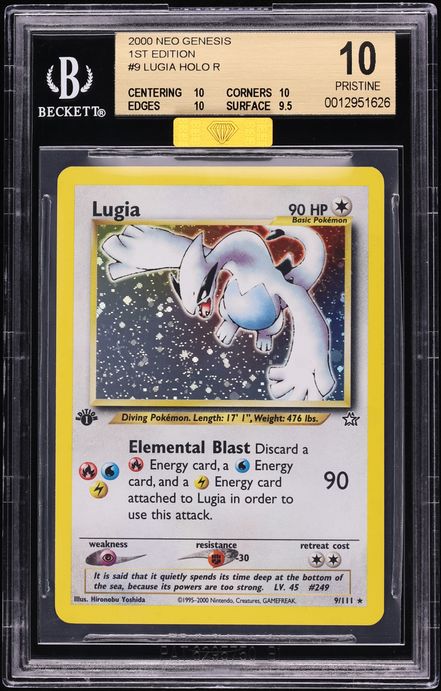 2000 Pokemon Neo Genesis 1st Edition Holo Lugia #9 MBA BGS 10 PRISTINE