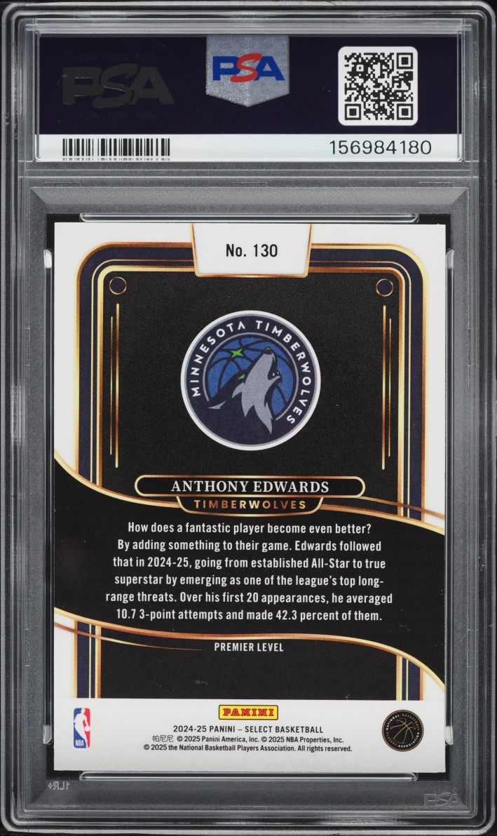 2024 Select Premier Level Blue Anthony Edwards #130 PSA 10 GEM MINT