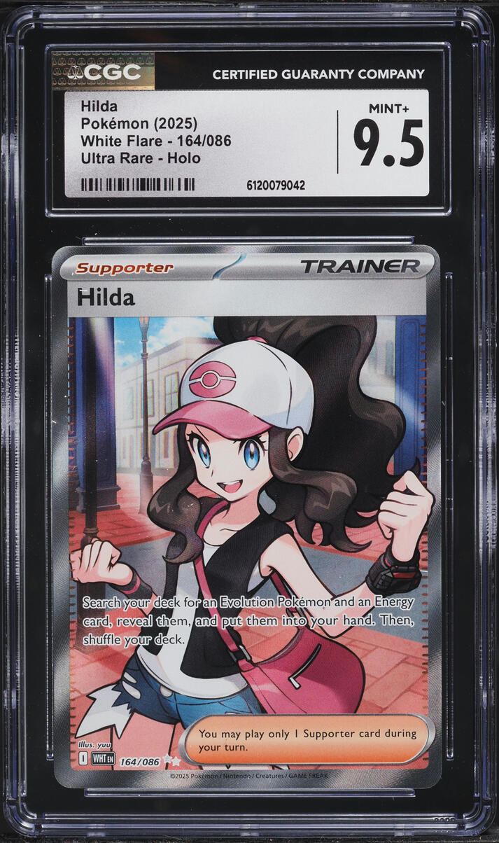 2025 Pokemon Scarlet & Violet White Flare Full Art Hilda #164 CGC 9.5 MINT+
