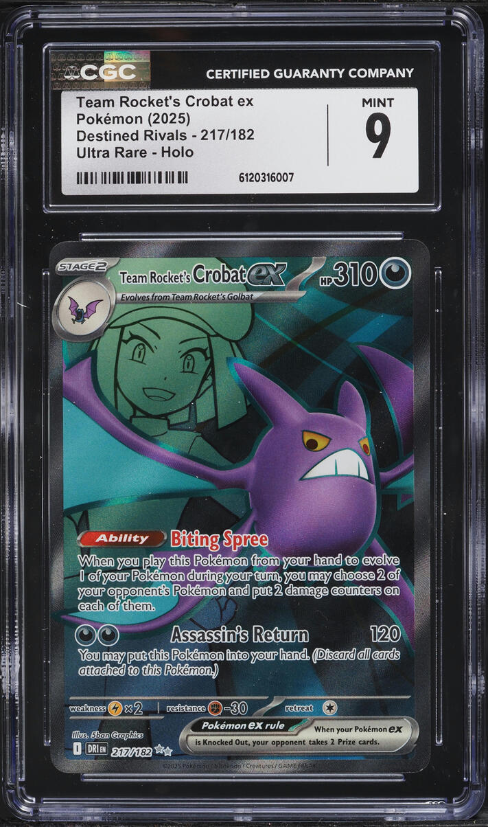 2025 Pokemon Scarlet & Violet Destined Rivals Full Art Team Rocket's Crobat ex #217 CGC 9 MINT