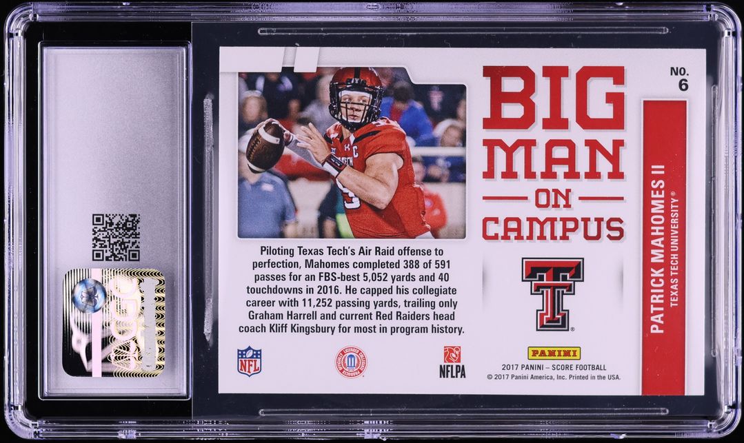 2017 Score Big Man On Campus Patrick Mahomes II ROOKIE #6 CGC 8 NM-MT