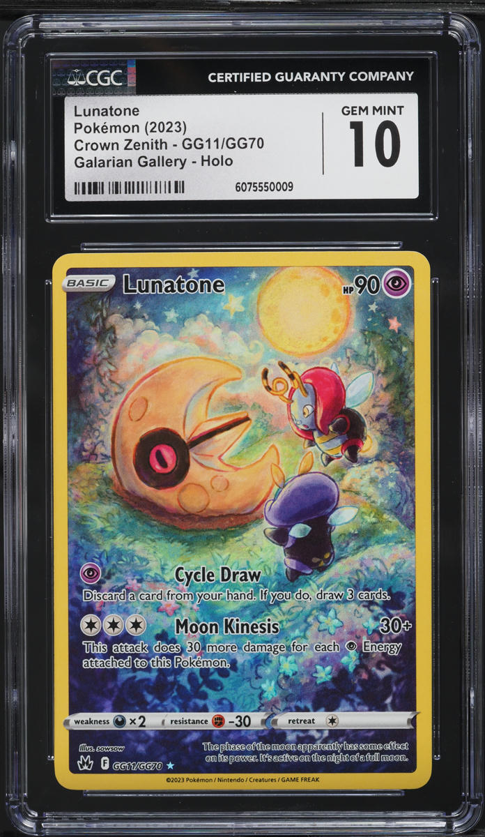 2023 Pokemon Sword & Shield Crown Zenith Full Art Lunatone #GG11 CGC 10 GEM MINT