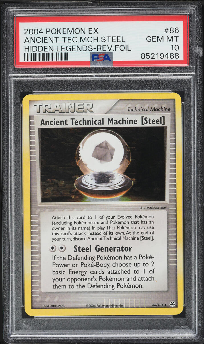 2004 Pokemon EX Hidden Legends Reverse Holo Ancient Technical Machine [Steel] #86 PSA 10 GEM
