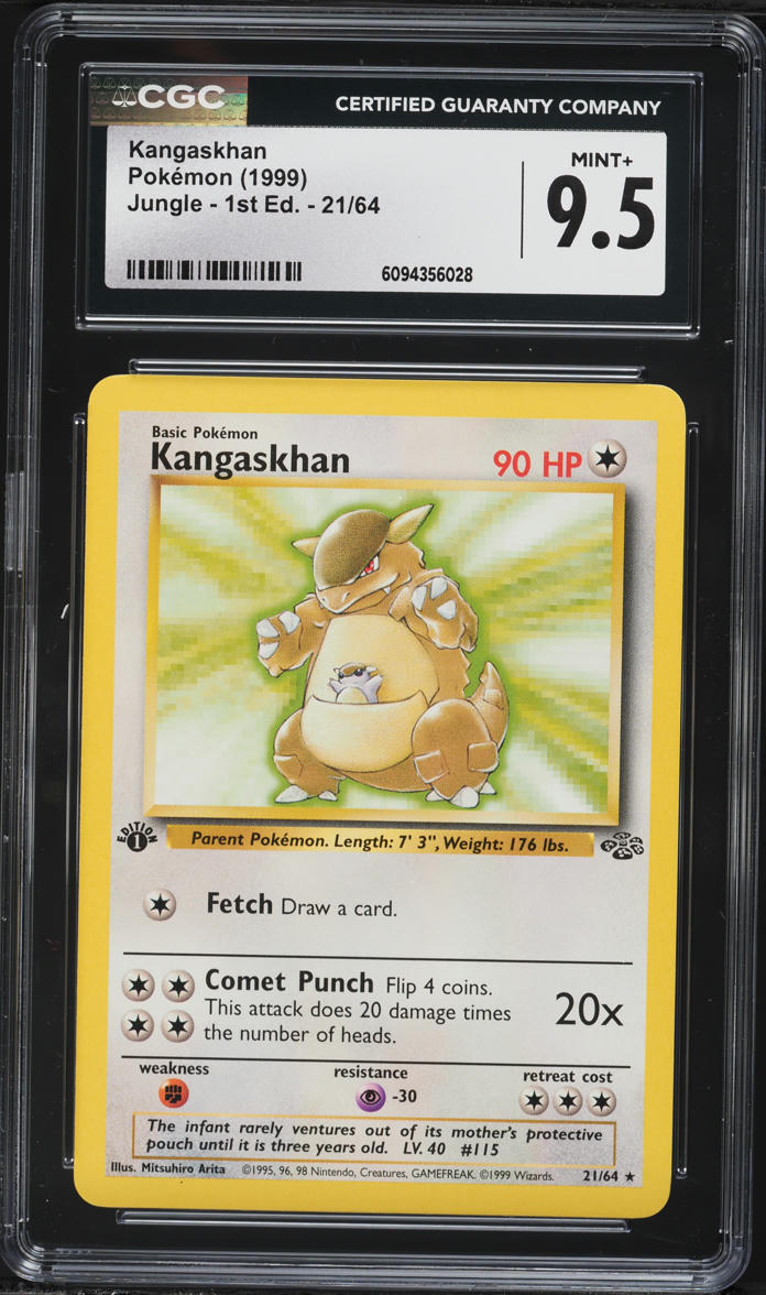 1999 Pokemon Jungle 1st Edition Kangaskhan #21 CGC 9.5 MINT+