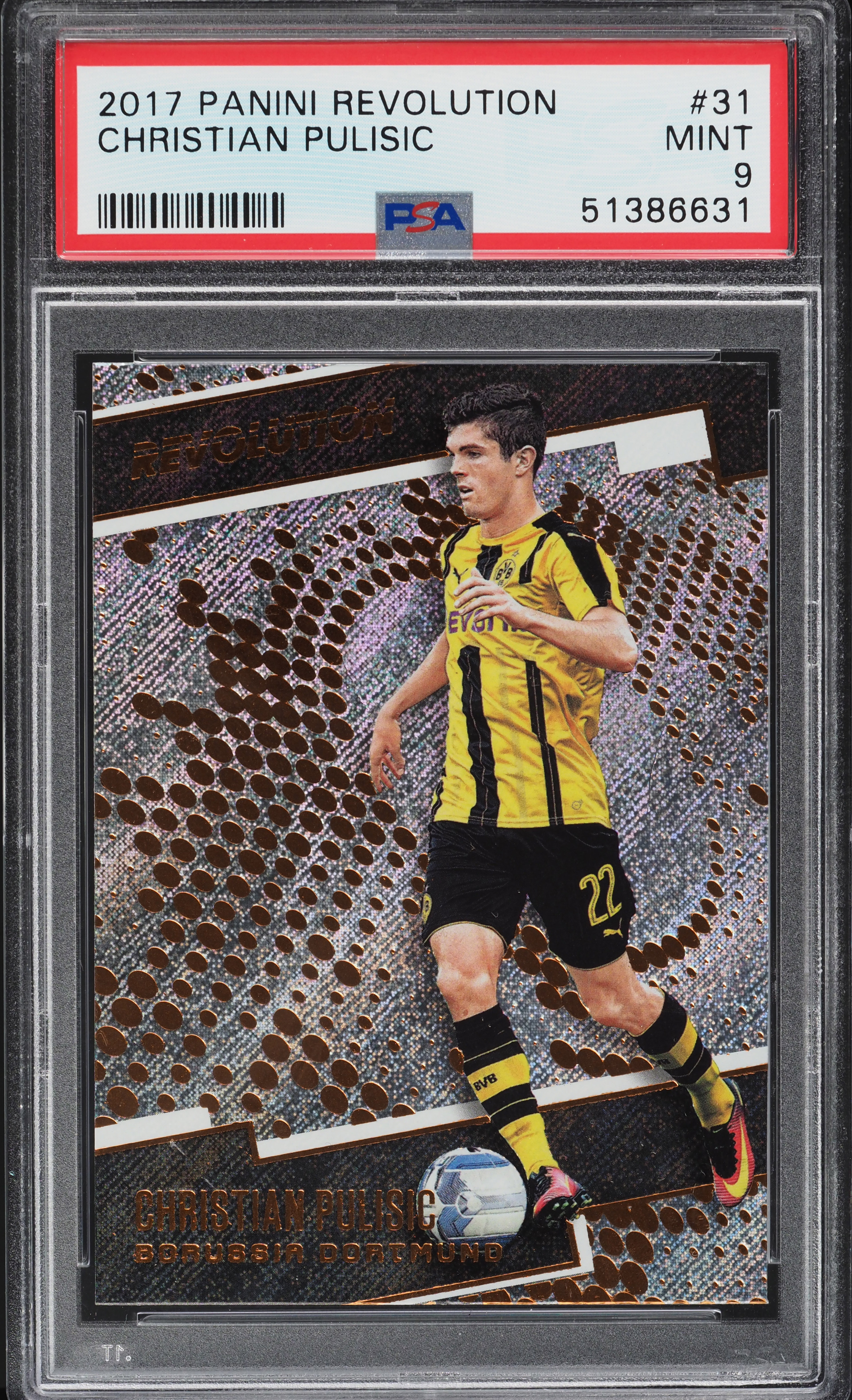 2017 Panini Revolution Christian Pulisic ROOKIE #31 PSA 9