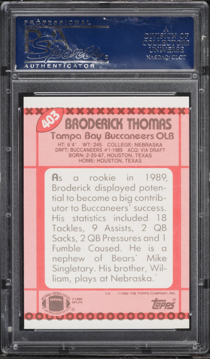 1990 Topps Tiffany Broderick Thomas #403 PSA 10 GEM MINT