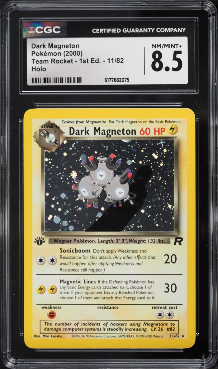 2000 Pokemon Team Rocket 1st Edition Holo Dark Magneton #11 CGC 8.5 NM-MT+
