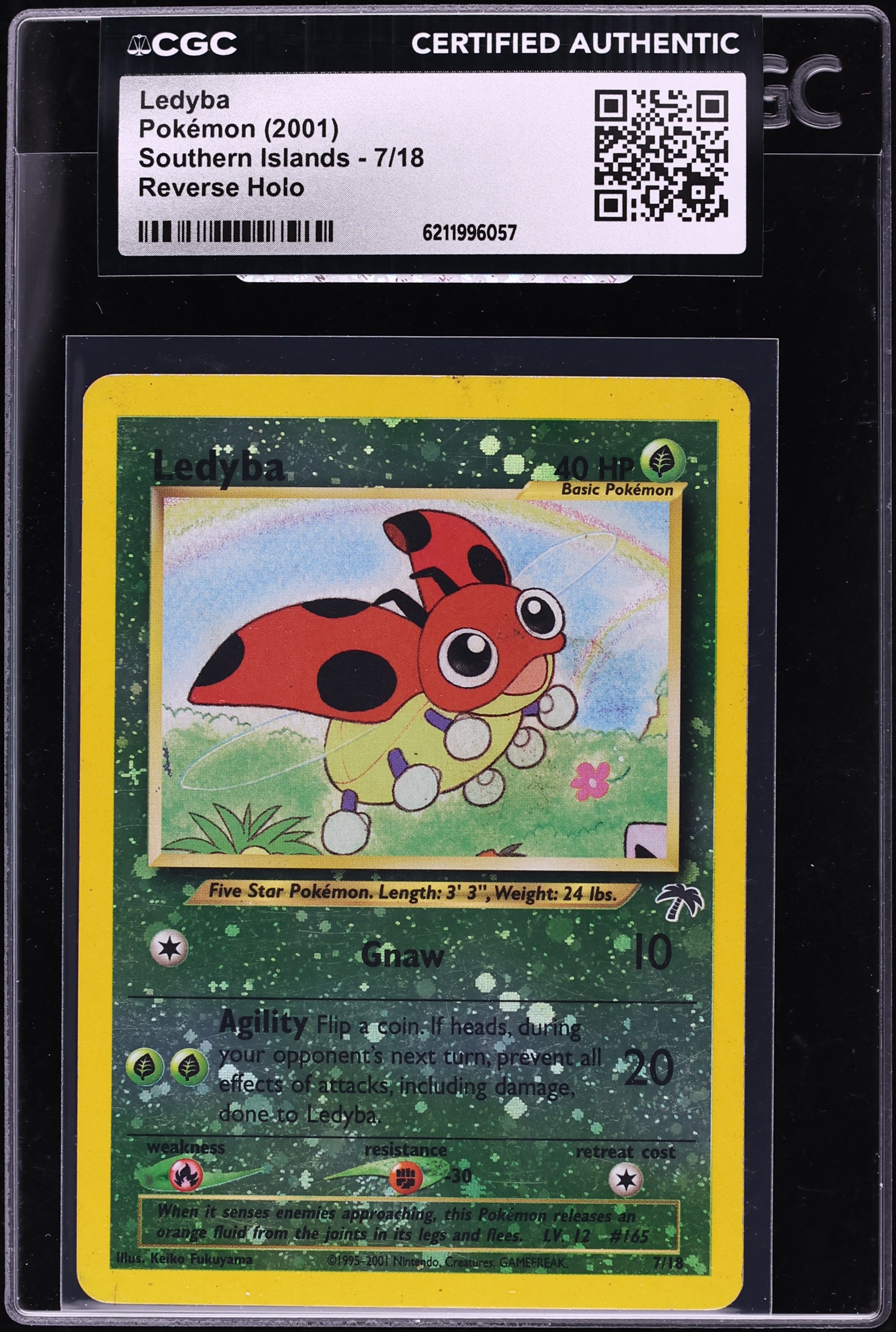2001 Pokemon Southern Islands Reverse Holo Ledyba #7 CGC AUTH