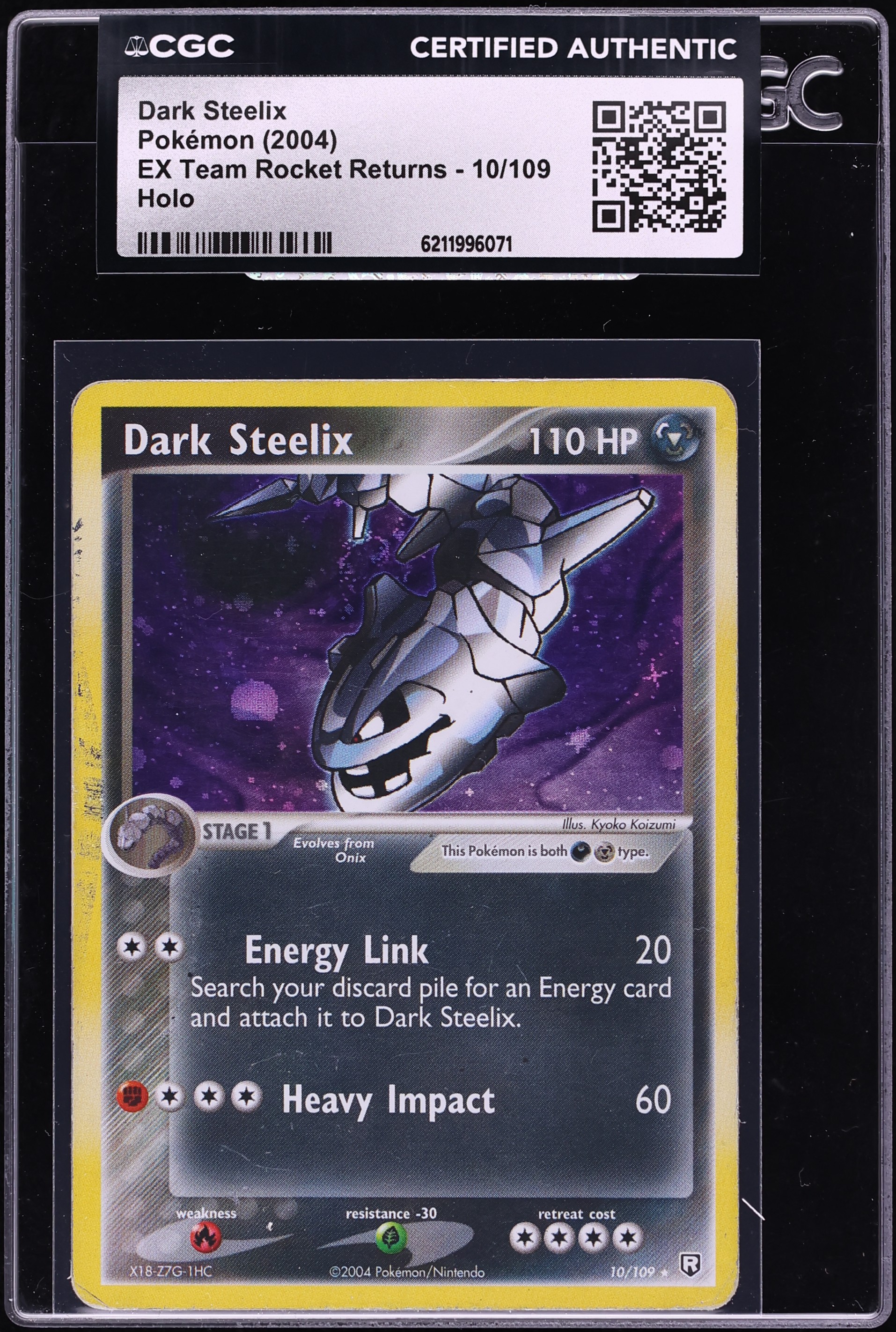 2004 Pokemon EX Team Rocket Returns Holo Dark Steelix #10 CGC AUTH