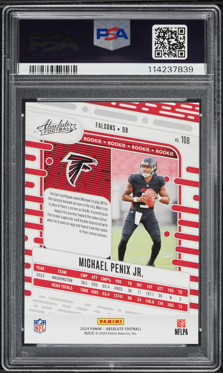 2024 Absolute Football Michael Penix Jr. ROOKIE #108 PSA 10 GEM MINT