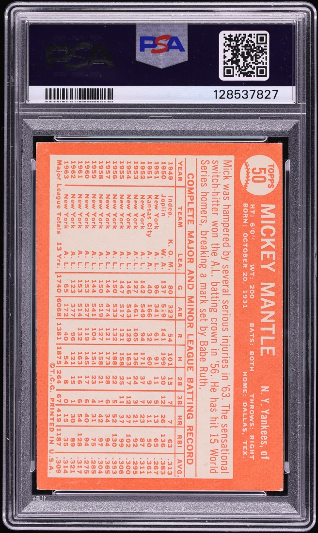 1964 Topps Mickey Mantle #50 PSA 5 EX
