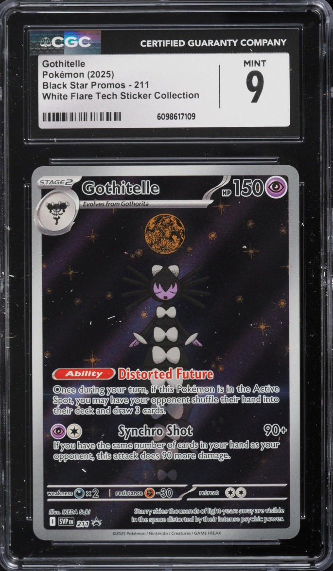 2025 Pokemon Scarlet & Violet Promo White Flare Tech Sticker Full Art Gothitelle #211 CGC 9