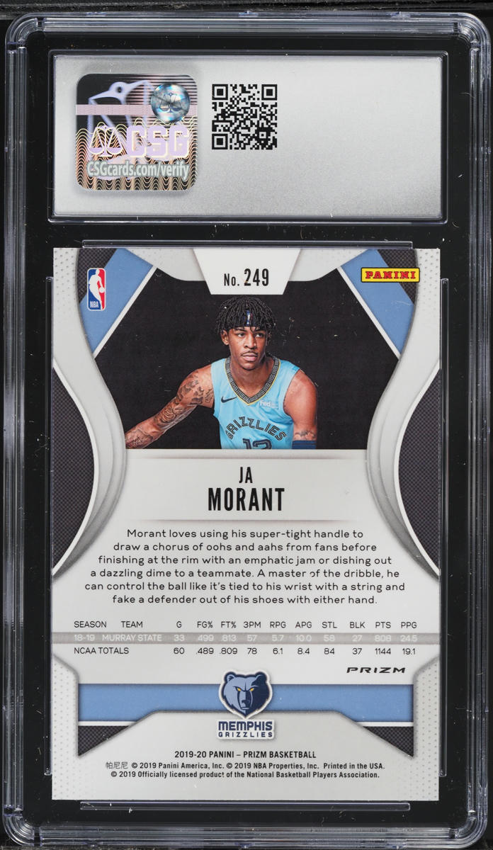 2019 Panini Prizm Red White & Blue Ja Morant ROOKIE #249 CSG 9.5 MINT+