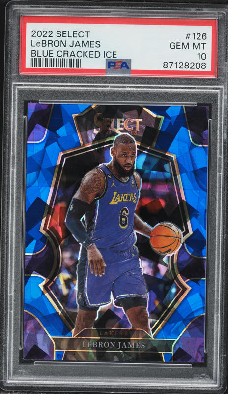 2022 Select Premier Level Blue Cracked Ice LeBron James #126 PSA