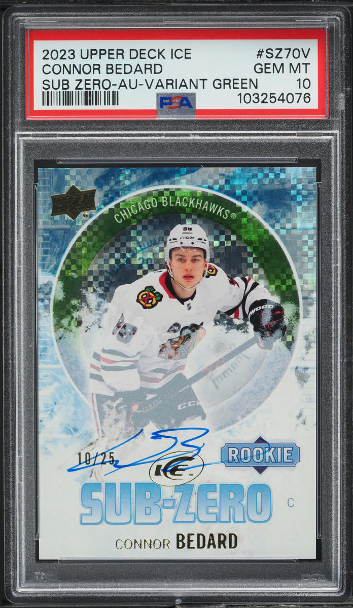 2023 Upper Deck Ice Sub Zero Green Connor Bedard ROOKIE AUTO /25 PSA 10 GEM MINT