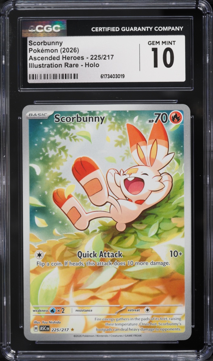 2026 Pokemon Mega Evolution Ascended Heroes IR Scorbunny #225 CGC 10 GEM MINT