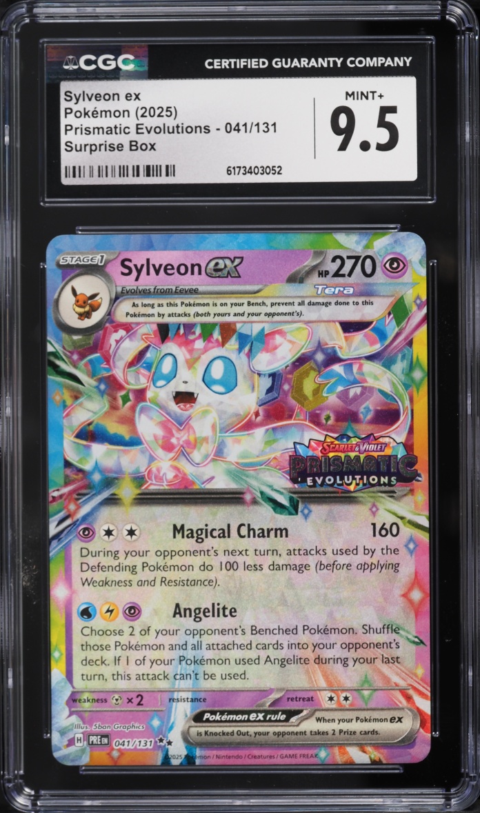 2025 Pokemon Scarlet & Violet Prismatic Evolutions Surprise Box Sylveon Ex #41 CGC 9.5 MINT+