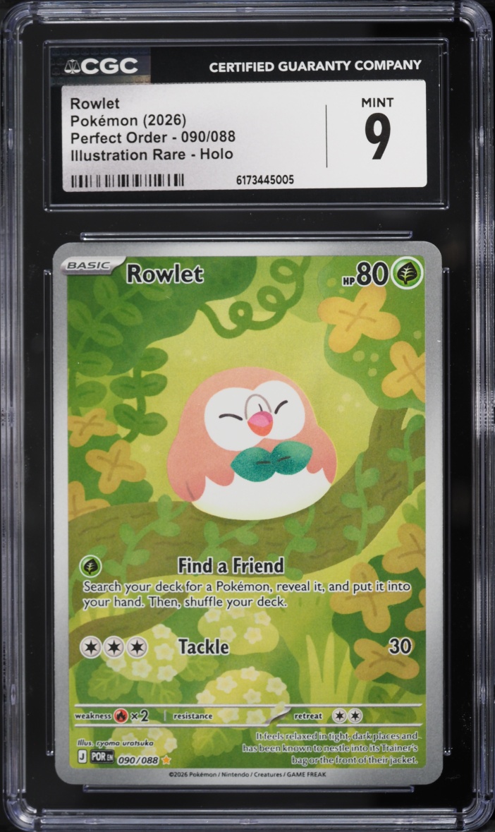 2026 Pokemon Mega Evolution Perfect Order IR Rowlet #90 CGC 9 MINT