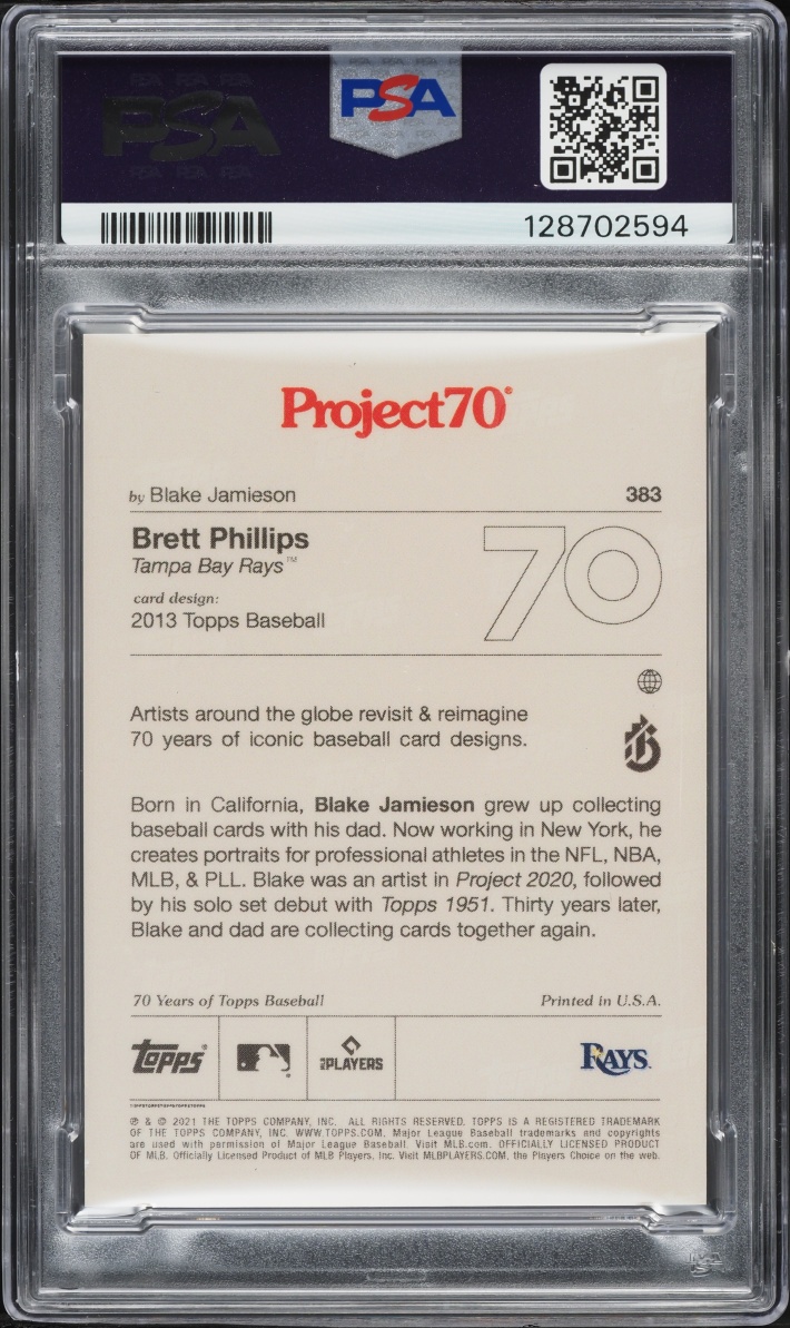 2021 Topps Project 70 By Blake Jamieson Brett Phillips #383 PSA 9 MINT