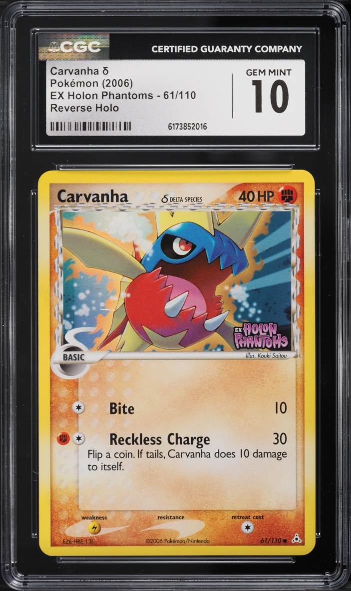 2006 Pokemon EX Holon Phantoms Reverse Holo Carvanha #61 CGC 10 GEM MINT