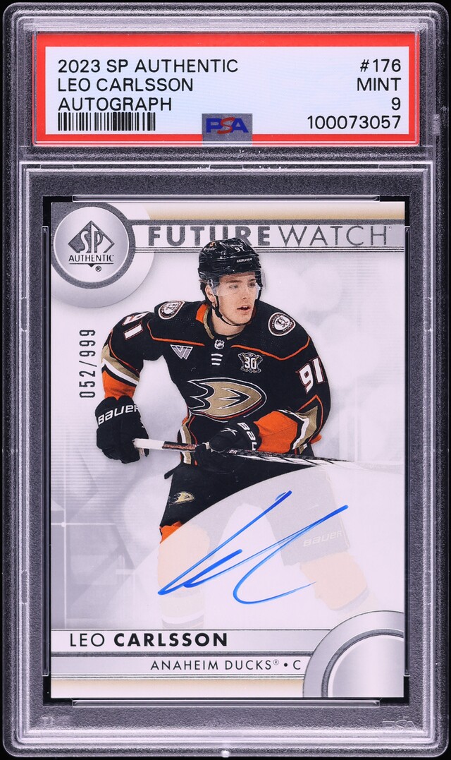 2023 SP Authentic Hockey Leo Carlsson ROOKIE AUTO /999 #176 PSA 9 MINT