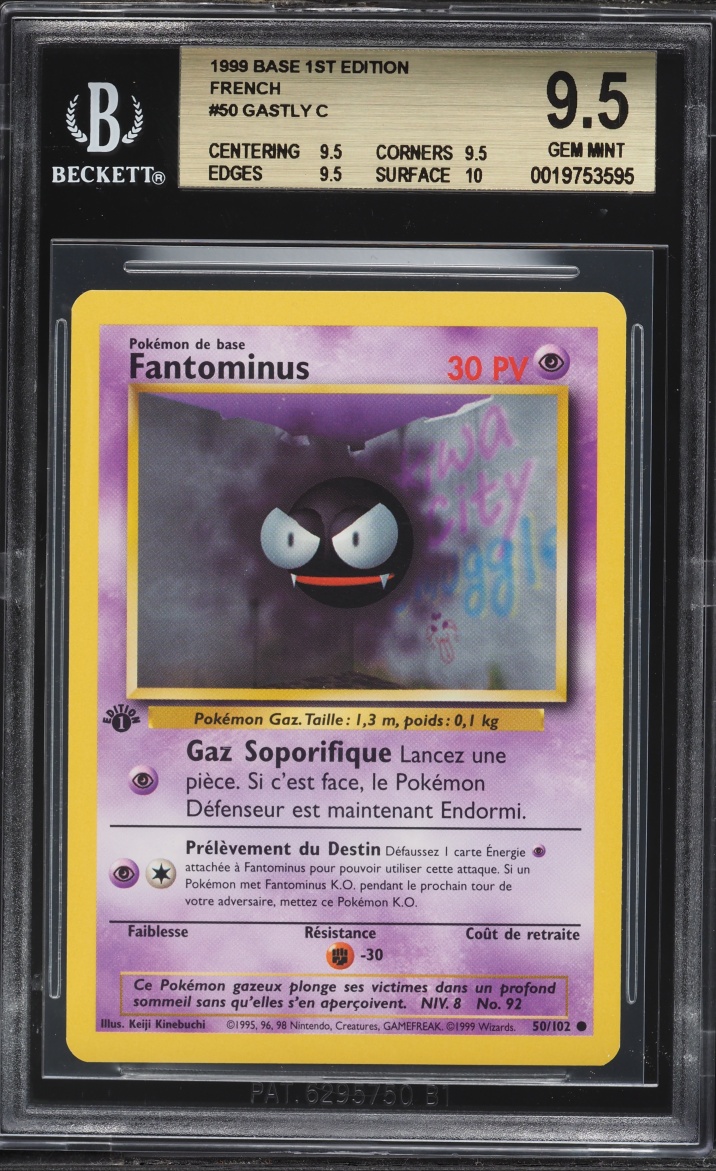 1999 Pokemon French Base Set 1st Edition Gastly #50 BGS 9.5 GEM MINT