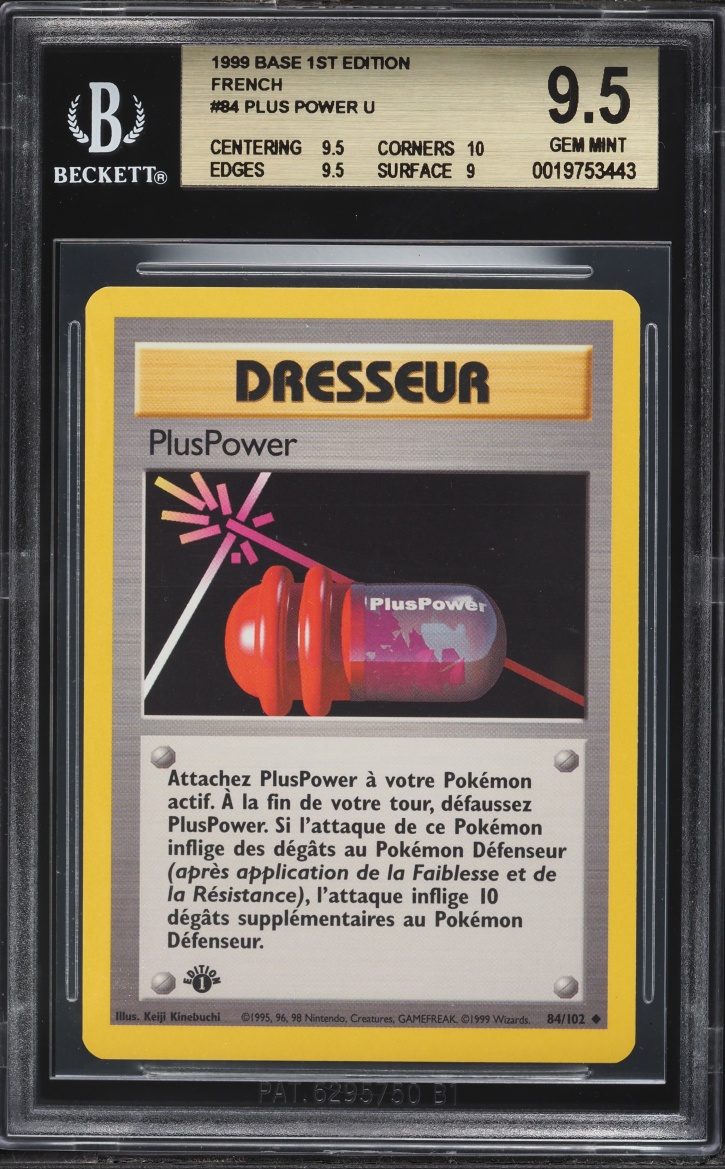 1999 Pokemon French Base 1st Edition Pluspower #84 BGS 9.5 GEM MINT