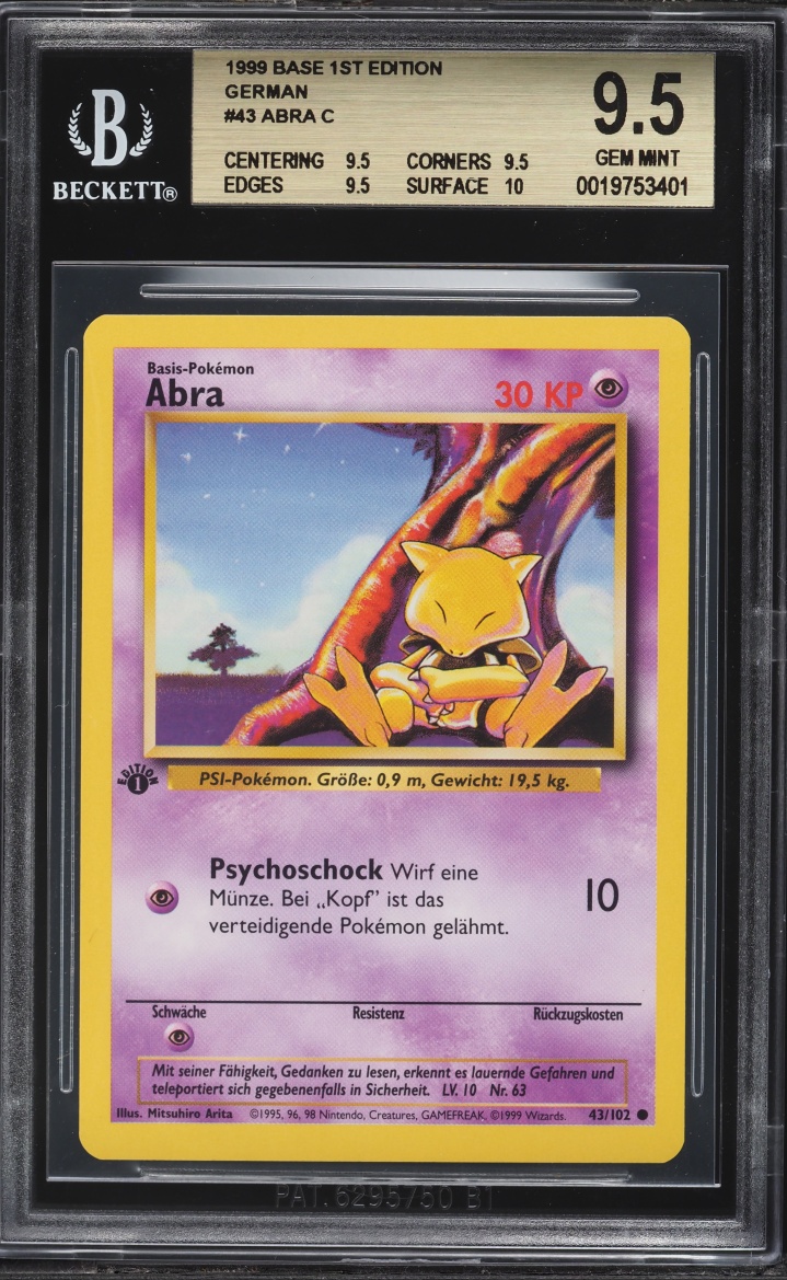 1999 Pokemon German Base Set 1st Edition Abra #43 BGS 9.5 GEM MINT