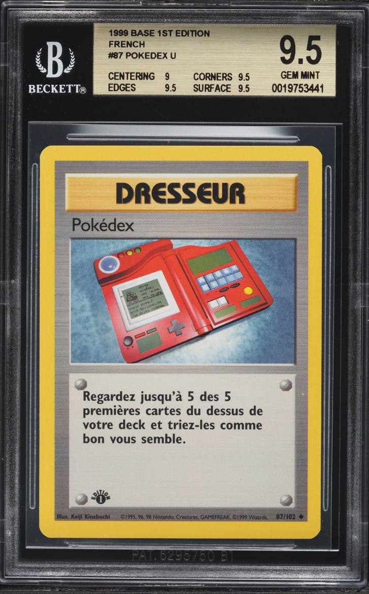 1999 Pokemon French Base 1st Edition Pokedex #87 BGS 9.5 GEM MINT