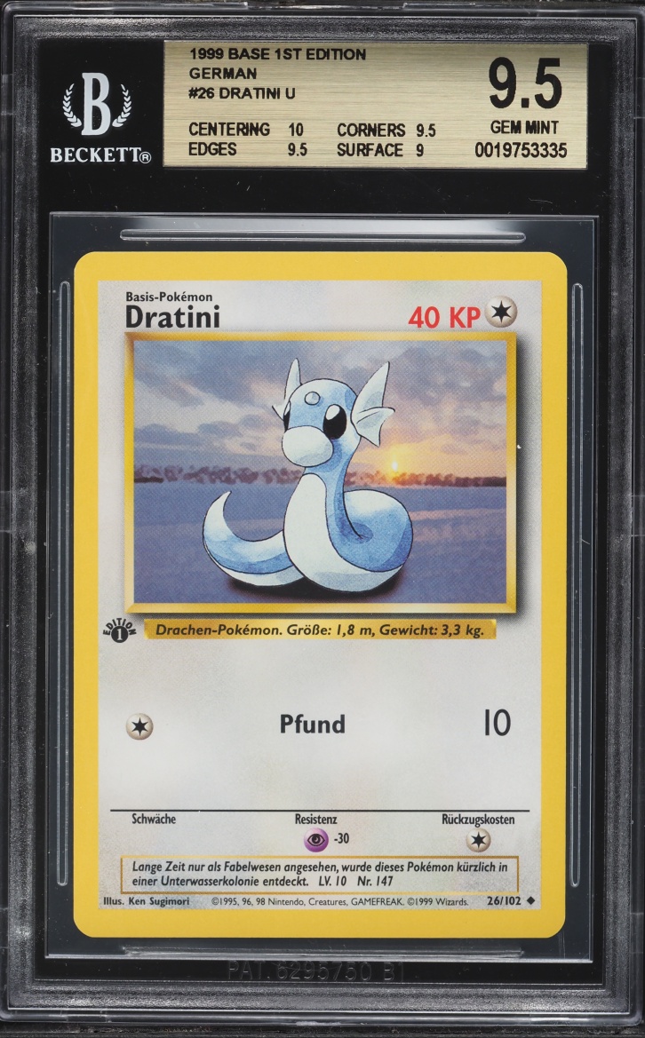 1999 Pokemon German Base Set 1st Edition Dratini #26 BGS 9.5 GEM MINT